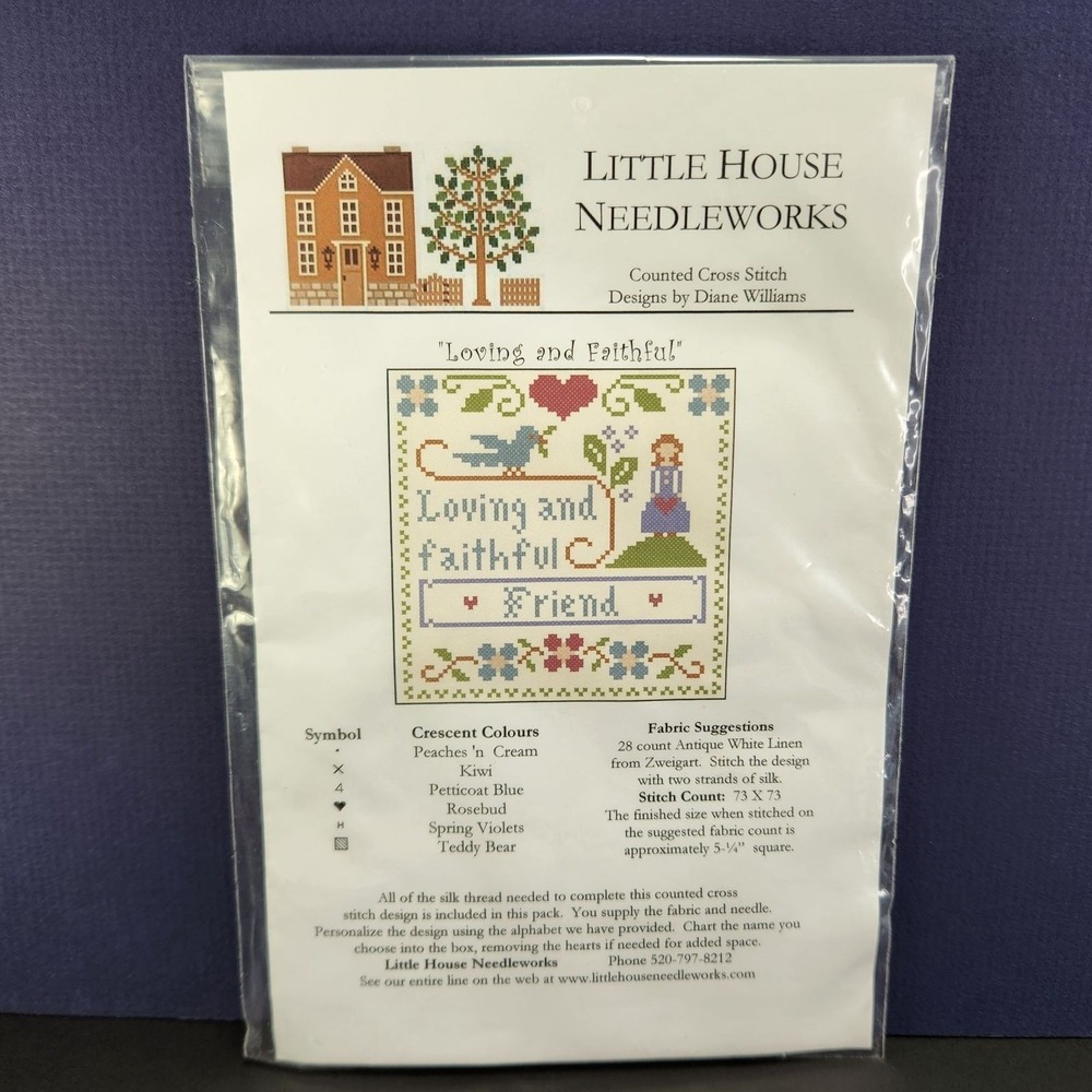 Little House Needlework Loving Faithful Friend Cross Stitch Chart Fabric Silk Nw